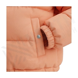<b>Peach</b> Quilted Jacket Full Sleeve Stand Collar Zipper Closure Windproof Winter Short Length Women's Down Coat - Product Image 5