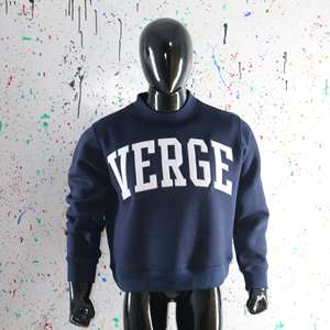 Sudadera VERGE Azul Marino con Cuello Alto, 100% Algodón, Apliques Bordados Blancos, Sudadera de Cuello Ancho, CLUSH SPORTS - Product Image 5