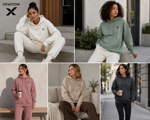 Sweat-shirts à capuche personnalisés écologiques pour femmes X Sports City, couleur unie, coton / polaire respirant, vêtements décontractés, polaire recyclé - Product Image 3