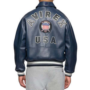 Blouson aviateur en cuir style Avirex vintage pour homme, coupe-vent, grande taille, rétro, streetwear, blouson de vol premium - Product Image 2