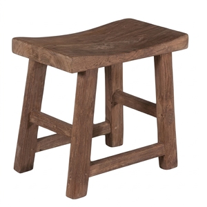 Rustic <b>wooden</b> <b>stool</b> premium dark brown curved saddle seat sturdy indoor dining room footrest kitchen decoration asian zen <b>stools</b> - Product Image 1