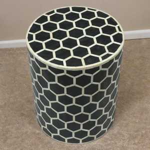 Belladec Modern Luxury Antique <b>Round</b> Hexagonal Pattern Bone Inlay Stool Living Room Furniture <b>Console</b> <b>Table</b> - Product Image 6