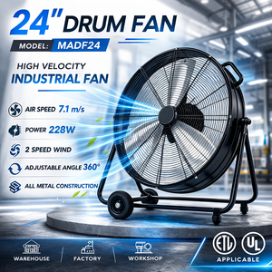 Ventilador Industrial de Tambor de 24 Pulgadas, OEM ODM de Vietnam, Ventilador de Piso Metálico Portátil de Alta Velocidad con Ruedas para Almacén, Fábrica, Taller - Product Image 5