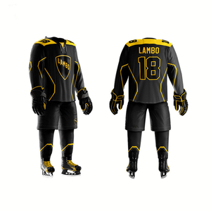 Matte carbon black <b>electric</b> yellow team <b>kit</b> featuring thermal ice hockey undergarments and odor resistant ice hockey wear - Product Image 1