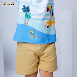 Ensemble de vêtements d'été pour garçons Babeeni, broderie d'oiseaux, motif 3D, 100% coton, certifié OEKO-TEX, décontracté, luxe, ODM, OEM, personnalisé - Product Image 6