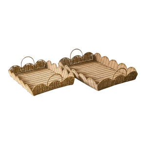 Plateau carré en rotin tressé de haute qualité, fabrication vietnamienne, avec poignée haute, pour comptoir de cuisine, décoration, présentation alimentaire, vente en gros - Product Image 2