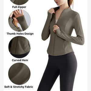 Chaqueta de yoga para mujer, ajustada, de manga larga, con cremallera, para gimnasio, conjunto de 2 piezas, top de yoga, para entrenamiento, fitness y yoga. - Product Image 2