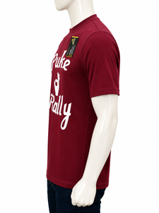 เสื้อยืดแขนสั้นผู้ชายสีน้ำตาลแดง Puke Rally ทรงปกติ คอกลม พิมพ์ลายสไตล์ลำลอง - Product Image 3