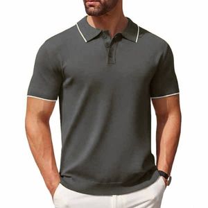Chemise à manches courtes pour homme, couleur unie, 100% polyester, tricotée, décontractée élégante, respirante, coupe classique, haute qualité, personnalisable - Product Image 6