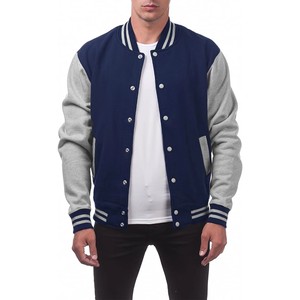 Chaqueta Varsity Personalizada Unisex de Cuero Sintético con Bloques de Color en Relieve, Cierre de Cremallera, Tejido Grueso para Invierno, OEM - Product Image 2