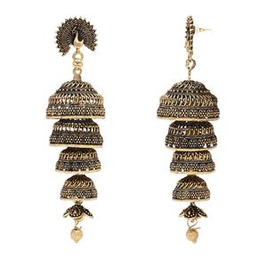ต่างหูแบบห้อยทรงนกยูงหลายชั้นชุบทอง - Product Image 2