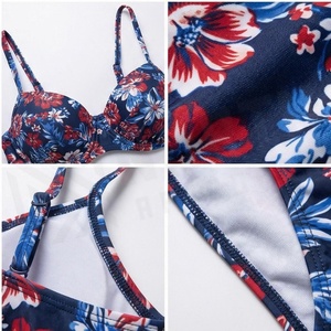 Blue Butterfly Print 2 Piece Yoga <b>Set</b> With Gold Trim Deep V Neck Halter Bodysuit And Knee Length Wrap <b>Skirt</b> - Product Image 4