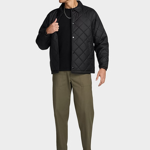 Unisex Black Hooded <b>Quilted</b> Jacket <b>Thick</b> Regular Fit Solid Color Polyester Wadding Casual Style Winter Windproof Waterproof - Product Image 5