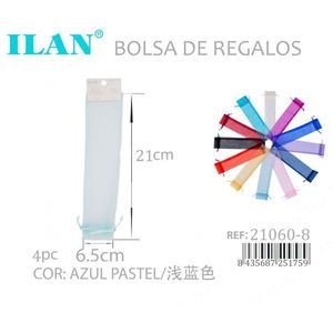 Sacchetti regalo in organza Ilan 21 cm x 6,5 cm blu pastello 4 pezzi per regali di nozze - Product Image 3
