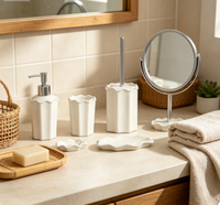 Ensemble d'accessoires de salle de bain en céramique 5 pièces, kit de bain décoratif avec distributeur de savon pour la maison et l'hôtel