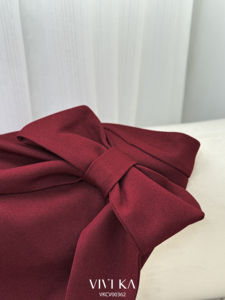 Women's Feminine <b>Red</b> High Waist Wrap Skort Built In Shorts Side Bow Detail Tailored <b>Mini</b> <b>Skirt</b> Polyester Spandex CAMILLE - Product Image 6