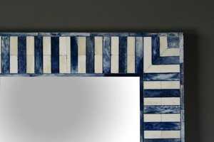 Rectangular Bohemian Wall <b>Mirror</b> with Blue <b>White</b> Chevron Frame Handmade Decorative Glass Design wall <b>mirror</b> - Product Image 4