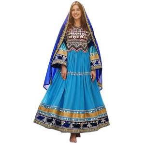 Robe afghane Kuchi vintage ethnique, broderie artisanale, ceinture, longueur maxi, manches longues, robe de soirée modeste pour femmes. - Product Image 1