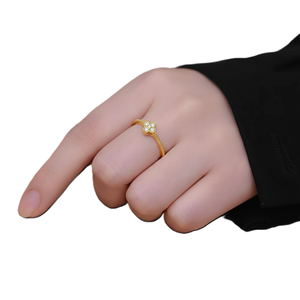 DEF Color VS VVS Clarity IGI Certified Round Lab Diamond Flower Design Engagement Ring 14K Solid Gold Minimalist Stackable Ring - Product Image 6