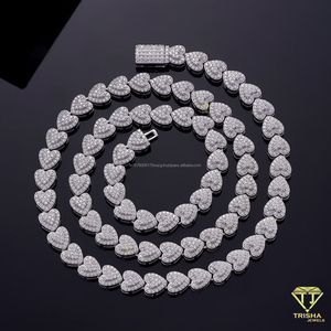 Collar de Plata de Ley 925 con Diamante Cultivado en Laboratorio, Diseño de Corazón con Motivo Repetido, Joyería Elegante - Product Image 3