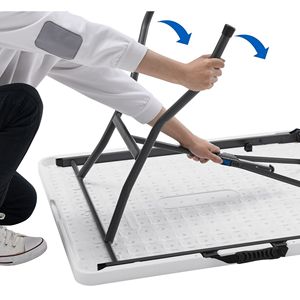 White 6 Ft <b>Folding</b> <b>Plastic</b> <b>Table</b> Indoor Outdoor Scratch & UV Resistant Built-In Carry Handle - Product Image 5