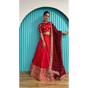 Women's Party Wear <b>Lehenga</b> Choli with Zari & Sequence Work Set - Product Image 6