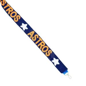 Astros Star Blue Custom White Gold Seed Bead Bag Straps 'Hook Em Horns' Accesorio de moda Correa de monedero con cuentas - Product Image 1