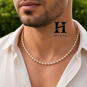 Men's Hip Hop 4-Prong Flower Tennis Necklace 925 Sterling godl <b>Iced</b> <b>Out</b> Bling Cluster <b>Chain</b> Jewelry Wholesale - Product Image 6