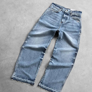 Top Seller Women Baggy Loose Fit <b>Jeans</b> With Front Logo Rhinestone <b>Work</b> Fashionable Loose Fit Women Baggy <b>Jeans</b> - Product Image 3