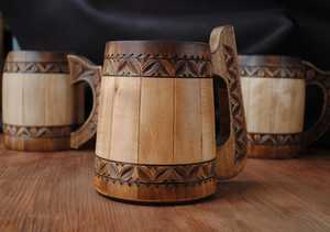 Chope à bière en bois de teck massif avec logo personnalisé, réutilisable, anti-fuite, design gravé, pour cadeau de fête et de mariage, vaisselle réutilisable - Product Image 3
