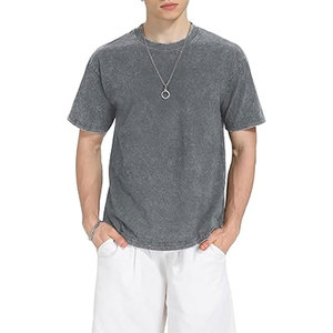 เสื้อยืดผ้าฝ้ายขนาดใหญ่สำหรับผู้ชาย วินเทจ ยูนิเซ็กส์ แขนสั้น ทรงหลวม สตรีทแวร์ ลำลอง ซักแล้ว ทรงพื้นฐาน สวมใส่สบาย - Product Image 2