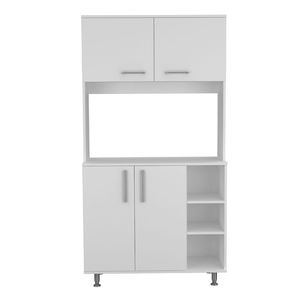 Set da cucina in 2 pezzi in bianco e onice, isola cucina e mobile dispensa - Product Image 4