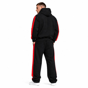 Ensembles de sweats à capuche à rayures contrastées de haute qualité pour hommes, en molleton de coton premium, coupe décontractée, sweat à capuche et pantalon de jogging - Product Image 4