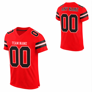 เสื้อฟุตบอลอเมริกันแบบกำหนดเอง OEM แบรนด์ส่วนตัว ชุดทีม ระบายอากาศได้ดี ผ้าตาข่าย แบบสั้น พิมพ์ลายแบบ Sublimation สั่งทำจำนวนมาก พร้อมปักชื่อและหมายเลข - Product Image 2