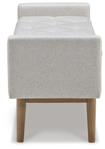Modern Light Gray Eco-Friendly Adjustable Fabric Bench <b>with</b> Tufted Upholstery Wood Legs <b>Storage</b> Ottoman - Product Image 2