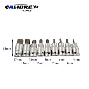 TAIWAN CALIBRE 9pc 1/2" Dr 4-17mm Metric Short Hex Bit Socket Set, Allen Hex Bits - Product Image 3