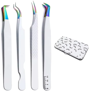Pinzas de Acero Inoxidable de Primera Calidad para Extensiones de Pestañas, Nuevo Diseño con Punta de Titanio en Venta - Product Image 1