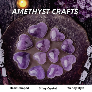 Piedras de Cristal de Amatista Natural Pulida en Forma de Corazón, Tema de Amor, Colección de San Valentín, Decoración Artesanal - Product Image 2