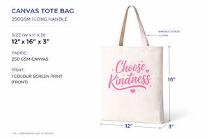 AMANI Premium Cotton <b>Canvas</b> <b>Tote</b> Bag 250GSM Eco Friendly Reusable Shopping Bag 12x16x3 Inches Choose Kindness Print Custom Logo - Product Image 3