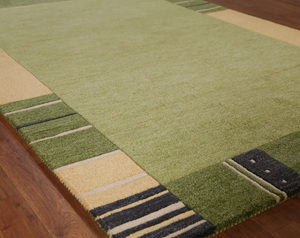 พรมขนสัตว์ทอมือคุณภาพสูง สีเขียวพื้นหลากสี  ไม่ลื่น  ผลิตด้วยมือ เป็นมิตรกับสิ่งแวดล้อม เหมาะสำหรับห้องนั่งเล่น เด็ก และใช้ในเชิงพาณิชย์ - Product Image 2