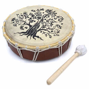 Tambor shamanico hecho a mano con piel natural de cabra, tambor redondo con marco para meditación, sanación, terapia de sonido y rituales espirituales. - Product Image 1