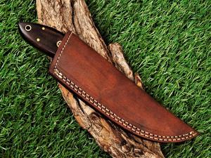 Cuchillo de Caza de Acero de Damasco Hecho a Mano con Mango de Madera y Funda de Cuero, 8 Pulgadas de Longitud Total, el Mejor Cuchillo para Acampar al Aire Libre - Product Image 5