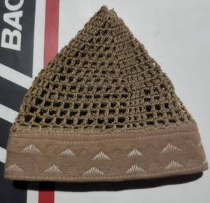 Nouveau chapeau de prière musulman pour hommes tricoté à la main Kufi/Kopiah 100% coton premium écologique respirant extensible quatre saisons bonnet doux - Product Image 4