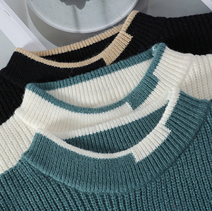 Tendance hivernale : Pulls amples pour hommes avec couleur contrastée et option de logo personnalisé - Product Image 4