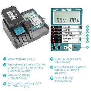 Chargeur rapide de remplacement pour batterie Makita 14.4-18V BL1860 BL1830 BL1850 avec écran LCD et port USB - Product Image 5