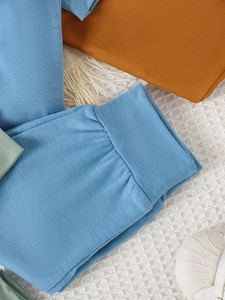 Conjunto de 4 piezas para bebé niño y niño pequeño, diseño con bolsillos, cuello redondo, manga larga, top ajustado + pantalones largos casuales ajustados, para primavera y otoño - Product Image 5