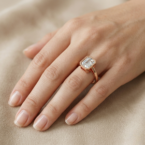 Elegant <b>Emerald</b> Cut Moissanite <b>Ring</b> Prong Setting Rhodium Plated 925 Sterling <b>Silver</b> Unisex Engagement Wedding Anniversary - Product Image 2