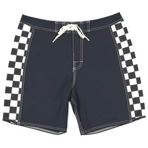<b>Men's</b> Navy <b>Checkered</b> Side Stripe Board <b>Shorts</b> Mid Waist Drawstring Quick Dry Breathable Casual Style 100% Polyester <b>Short</b> Length - Product Image 1