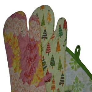 100% Natural Cotton Oven Mitts Premium Heat-Resistant Stylish Eco-Friendly Dishwasher Safe Washable Printed Design <b>Bakeware</b> - Product Image 4