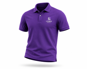 เสื้อเชิ้ตยูนิฟอร์มบริษัทแขนสั้นสีม่วงแบบเรียบสำหรับผู้ชาย |   ผ้าฝ้ายเจอร์ซีย์พรีเมียมปักโลโก้ |   ระบายอากาศได้ดี แห้งเร็ว - Product Image 2
